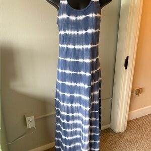 American Living Blue and White Tie-Dye Maxi Dress